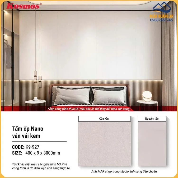 Tấm Ốp Tường Nano Chân Kép Nhựa Giả Vân Vải Kosmos K9-927
