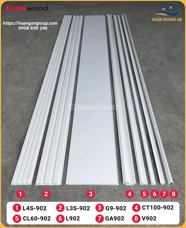 Tấm Nhựa Ốp Tường Lam 4 Sóng Thấp Màu Trắng Galawood L4S-902
