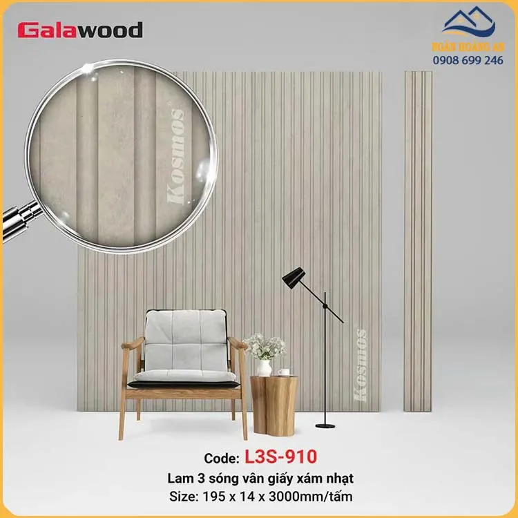 Tấm Nhựa Lam 3 Sóng Thấp Galawood Xám Ghi L3S-910