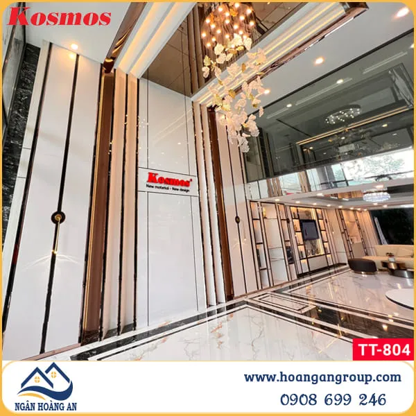 Tấm Ốp Than Tre Kosmos Vân Đá Pet Trắng TT-804