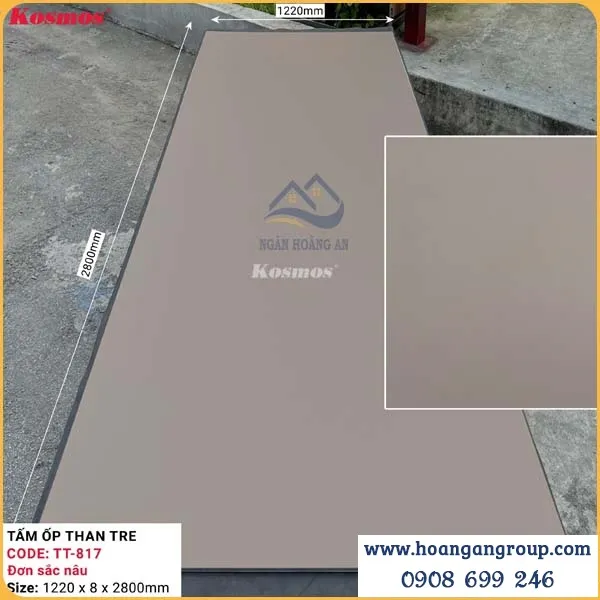 Tấm Ốp Đa Năng Sợi Than Tre 8mm Đơn Sắc Kosmos