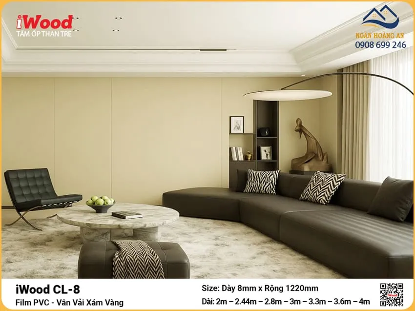 Tấm Ốp Than Tre Vân Vải Iwood CL-8