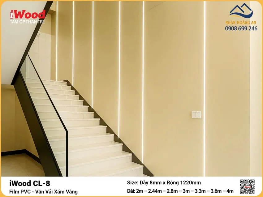 Tấm Ốp Than Tre Vân Vải Iwood CL-8