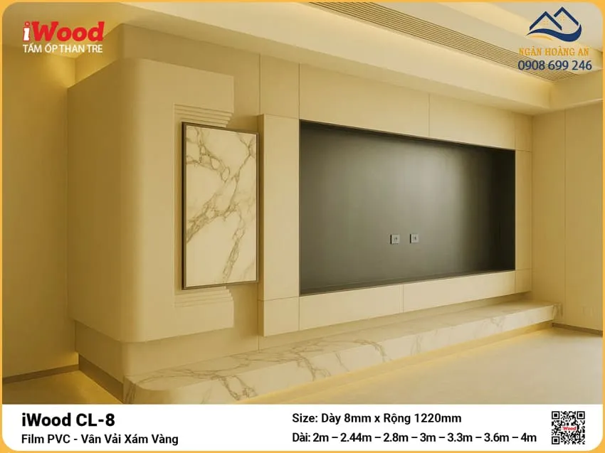 Tấm Ốp Than Tre Vân Vải Iwood CL-8