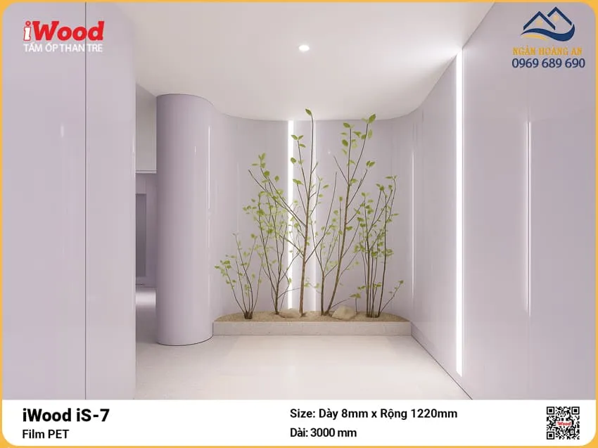 Tấm Sợi Than Tre Đa Năng Ốp Tường Phủ PET iWood iS-7