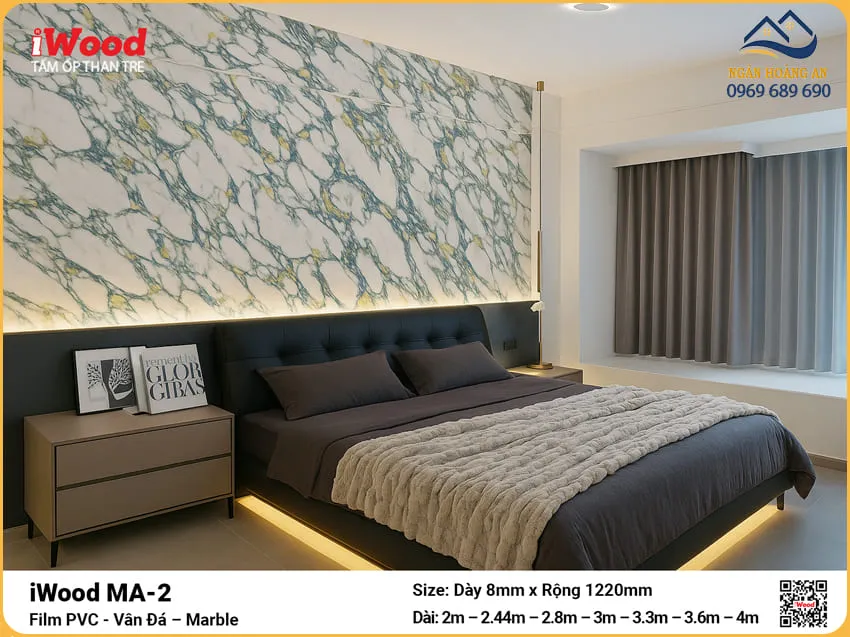 Tấm Ốp Sợi Than Tre Đa Năng Vân Đá iWood MA-2