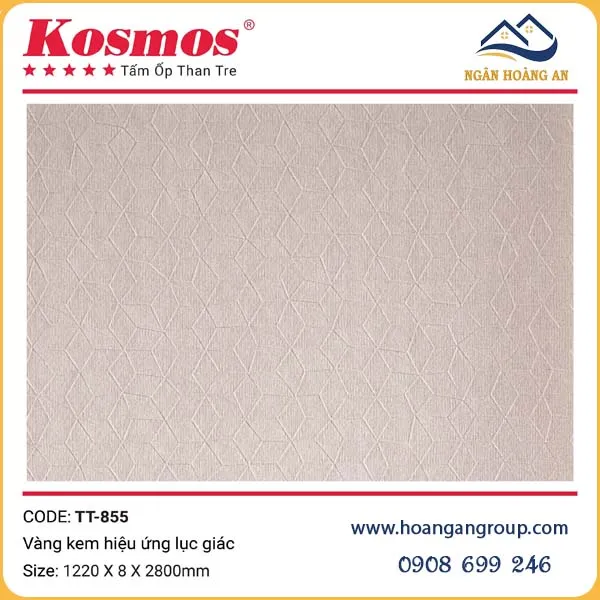 Tấm Ốp Than Tre Kosmos TT-855 Vàng Kem Biến Dạng 3D