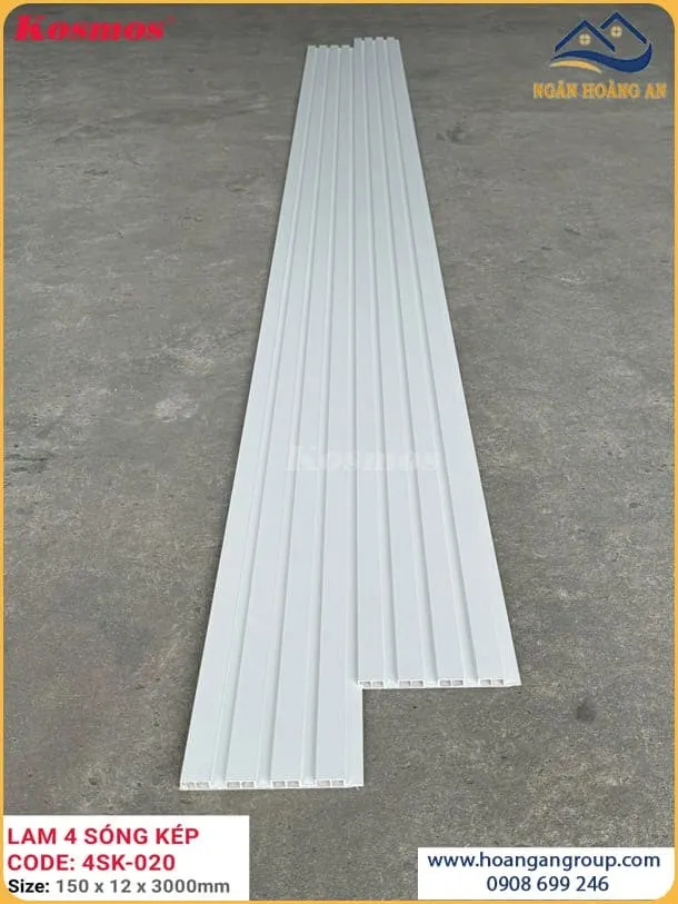 Tấm Ốp Trần Lam 4 Sóng Kép Vân Đơn Sắc Kosmos 4SK-020