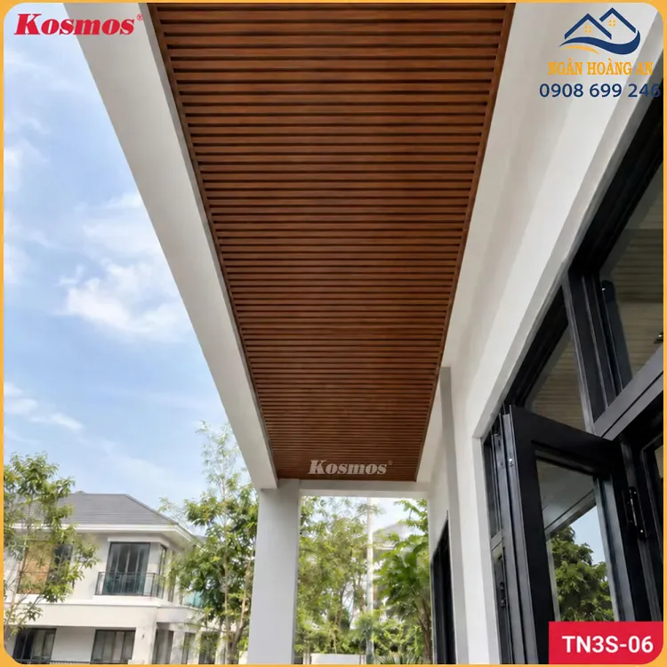 Tấm Ốp Trần Lam Sóng Nhôm Kosmos TN3S-06 Vân Gỗ Nâu Đỏ