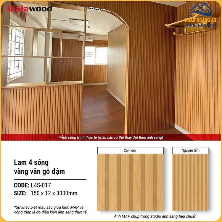 Tấm Ốp Tường Lam Sóng Nhựa Giả Gỗ Galawood L4S-017