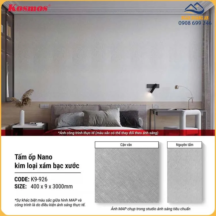 Tấm Nhựa Ốp Trần Nano Chân Kép Giả Vân Vải Kosmos K9-926