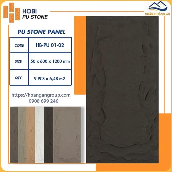 Tấm Ốp Tường PU Giả Đá Hobi Wood HB-PU01-02