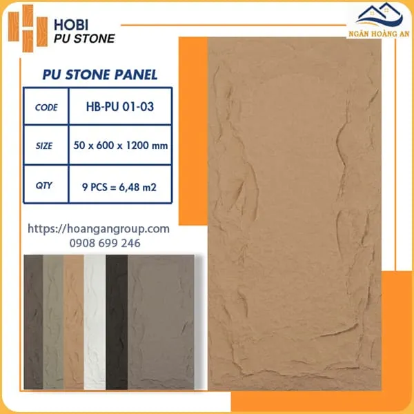 Tấm Ốp Tường PU Giả Đá Hobi Wood HB-PU01-03