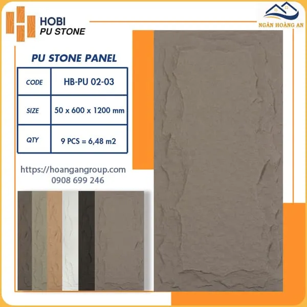 Tấm Ốp Tường PU Giả Đá Hobi Wood HB-PU02-03