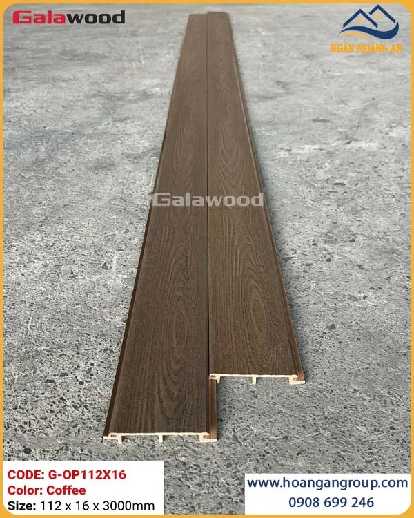 Tấm Ốp Gỗ Nhựa Ngoài Trời Phủ ASA Galawood G-OP112X16 Coffee