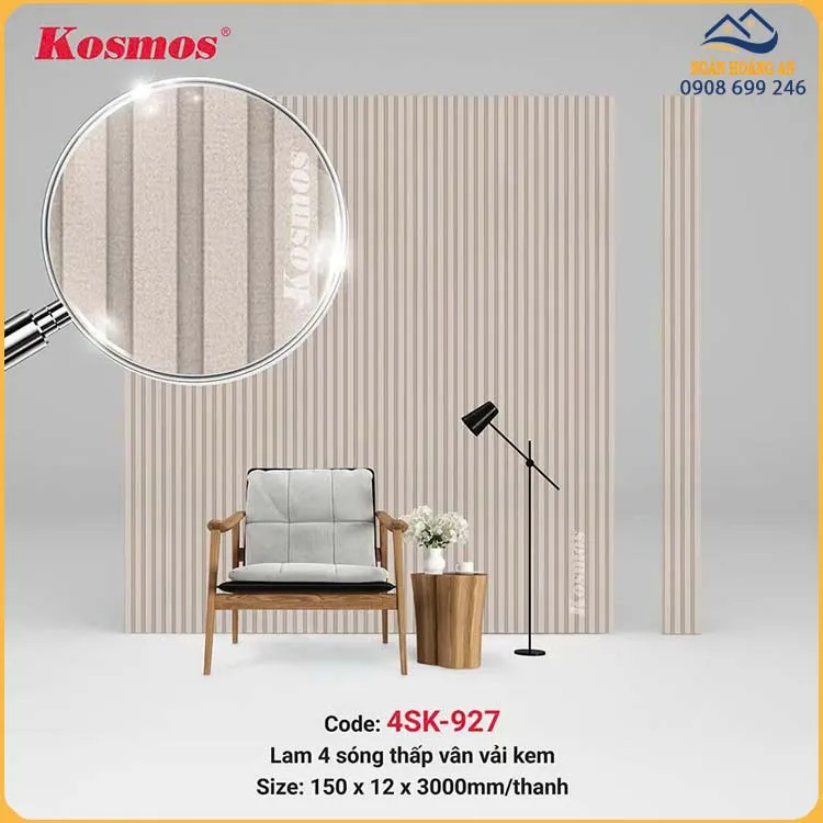 Tấm Ốp Tường Lam 4 Sóng Kép Giả Vân Vải Kosmos 4SK-927