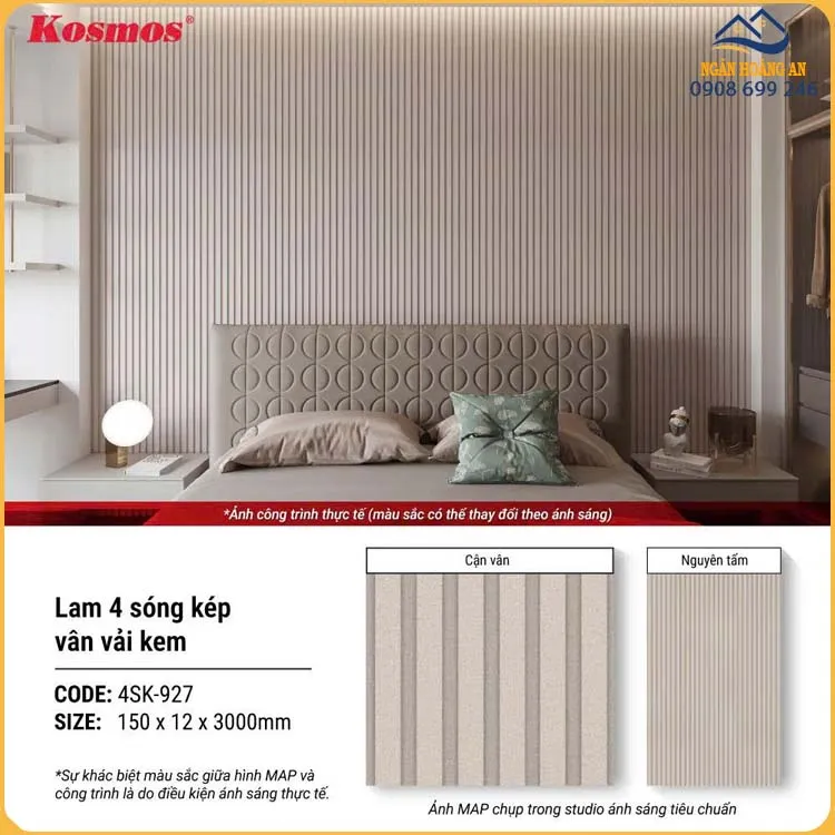 Tấm Ốp Tường Lam 4 Sóng Kép Giả Vân Vải Kosmos 4SK-927