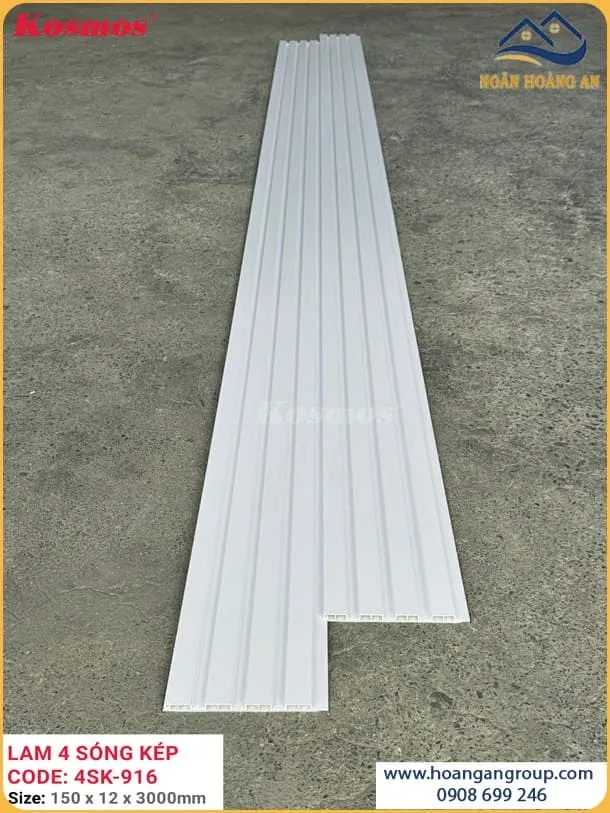 Tấm Ốp Tường Lam Sóng Kép Vân Đơn Sắc Kosmos 4SK-916