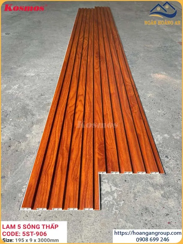 Tấm Ốp Lam 5 Sóng Thấp Kosmos Giả Gỗ 5ST-906
