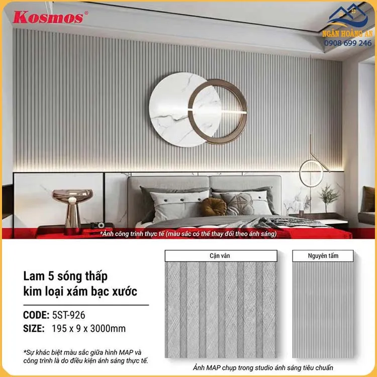 Tấm Nhựa Ốp Tường Lam 5 Sóng Vân Vải Kosmos 5St-926