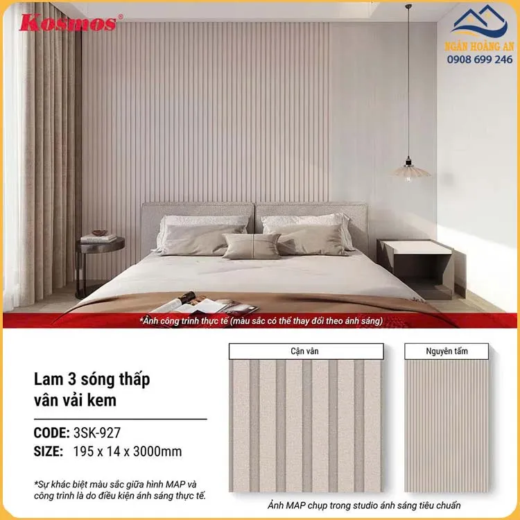 Tấm Ốp Trần Lam Sóng Chân Kép Kosmos 3SK-927