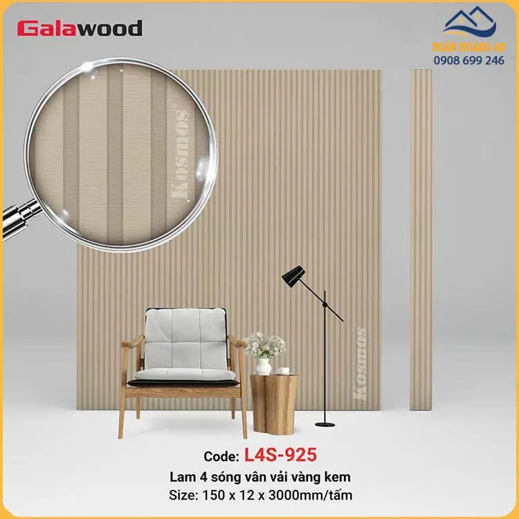 Tấm Ốp Tường Lam 4 Sóng Nhựa Giả Vân Vải Galawood L4S-925