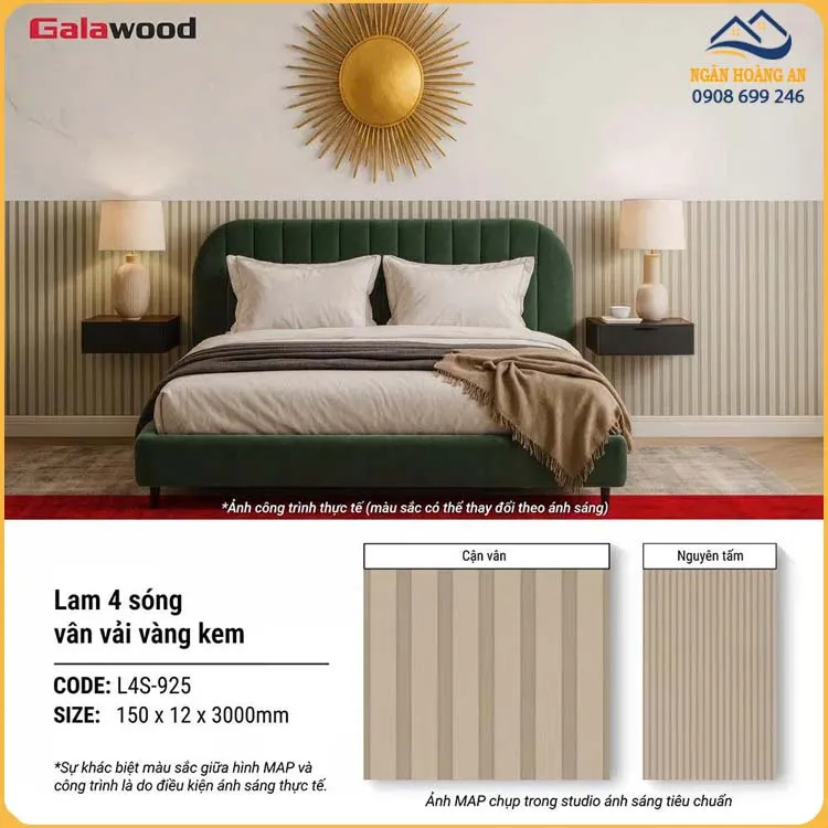 Tấm Ốp Tường Lam 4 Sóng Nhựa Giả Vân Vải Galawood L4S-925
