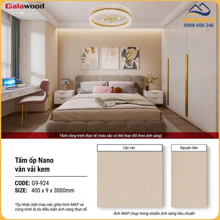Tấm Ốp Tường Nano Nhựa Giả Vân Vải  Galawood G9-924