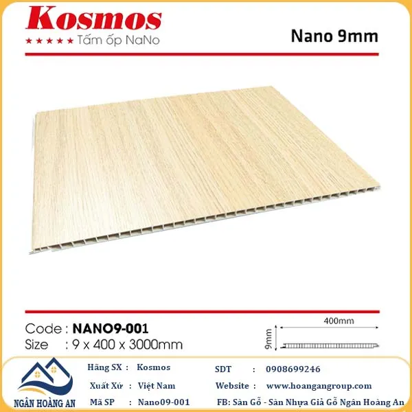  Tấm Nhựa Nano Ốp Tường Ốp Trần Giả Gỗ Kosmos 9mm