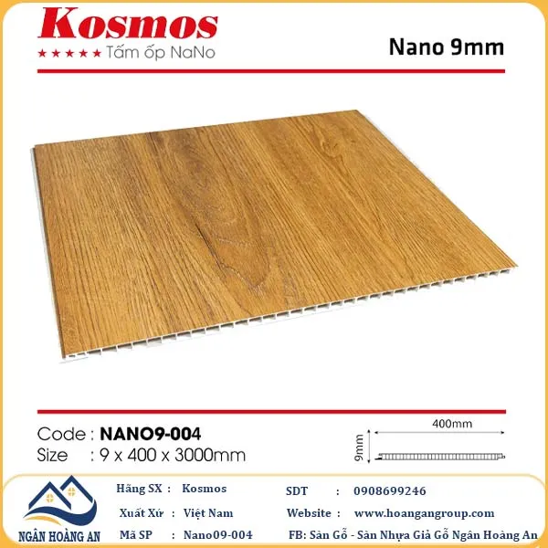  Tấm Nhựa Nano Ốp Tường Ốp Trần Giả Gỗ Kosmos 9mm