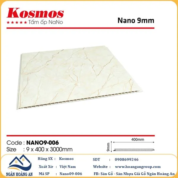  Tấm Nhựa Nano Ốp Tường Ốp Trần Giả Gỗ Kosmos 9mm