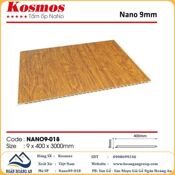  Tấm Nhựa Nano Ốp Tường Ốp Trần Giả Gỗ Kosmos 9mm