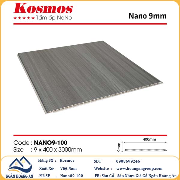  Tấm Nhựa Nano Ốp Tường Ốp Trần Giả Gỗ Kosmos 9mm