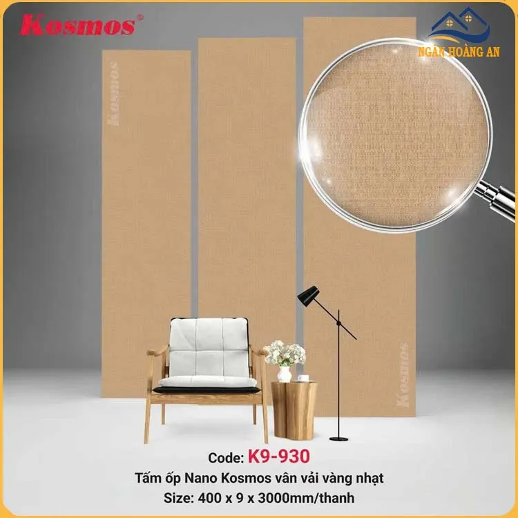 Tấm Nhựa Ốp Tường Nano Vân Vải Vàng Nhạt Kosmos K9-930
