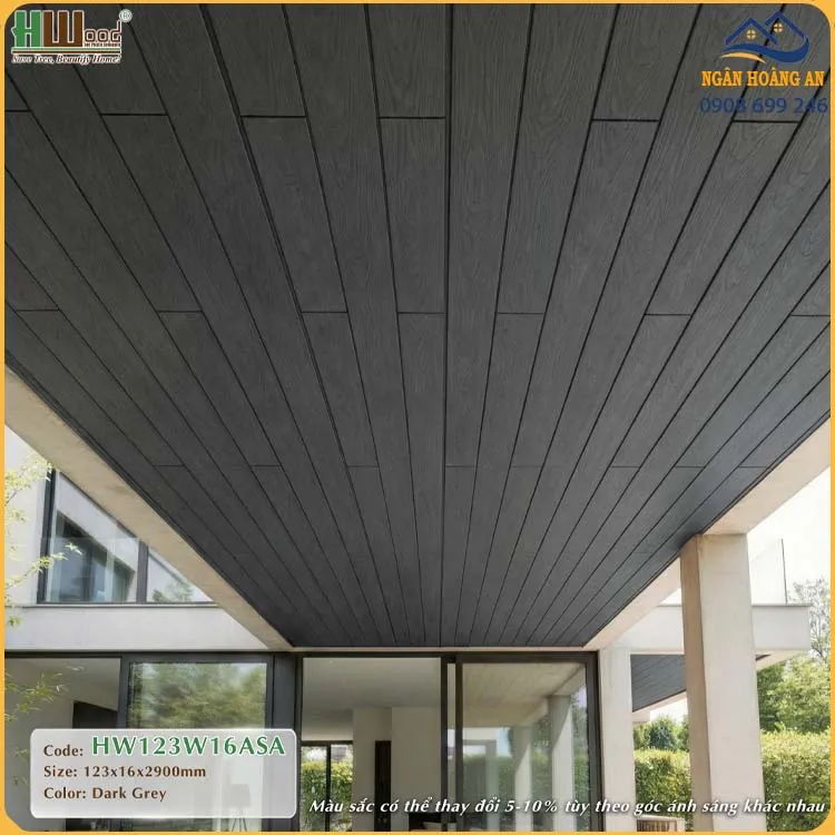 Tấm Ốp Tường Ngoài Trời Phủ ASA Hwood HW123W16ASA Dark Grey