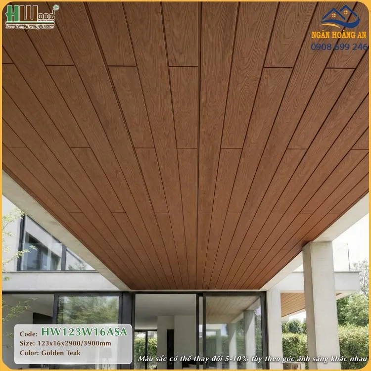 Tấm Ốp Tường Ngoài Trời Phủ ASA Hwood HW123W16ASA Golden Teak