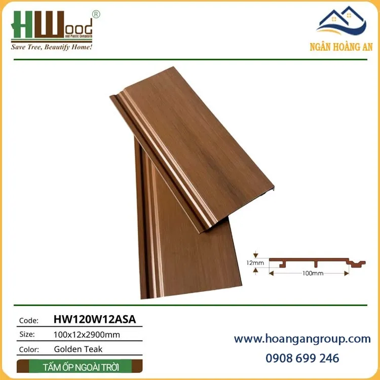 Tấm Ốp Gỗ Nhựa Ngoài Trời ASA Hwood HW120W12ASA