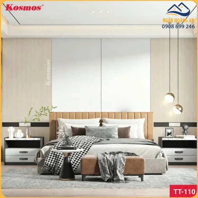 Ốp Tường Than Tre Kosmos TT-110 Vân Gỗ Chống Xước Vàng Nhạt