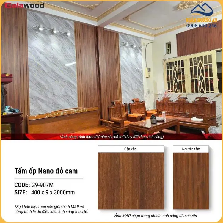 Tấm Nhựa Ốp Tường Nano Nhựa Giả Gỗ Galawood G9-907M