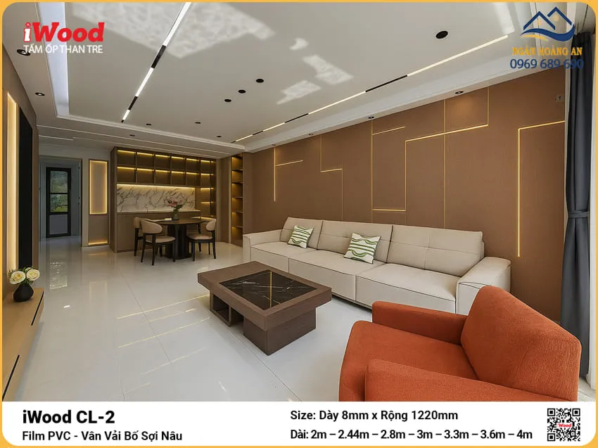 Tấm Ốp Than Tre Vân Vải Iwood CL-2