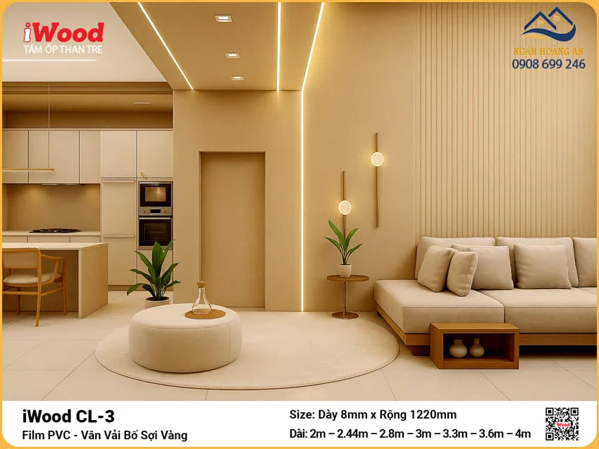 Tấm Ốp Than Tre Vân Vải Iwood CL-3