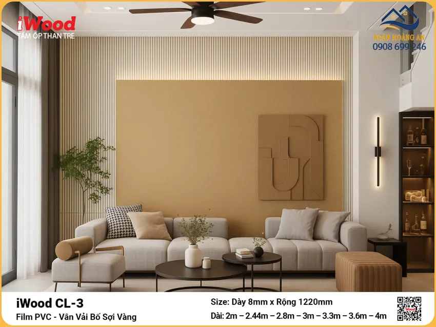 Tấm Ốp Than Tre Vân Vải Iwood CL-3