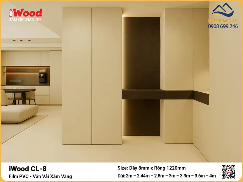 Tấm Ốp Than Tre Vân Vải Iwood CL-8