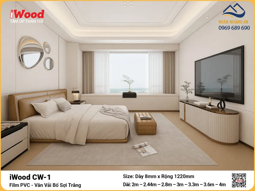 Tấm Ốp Than Tre Vân Vải Chống Xước Iwood CW-1