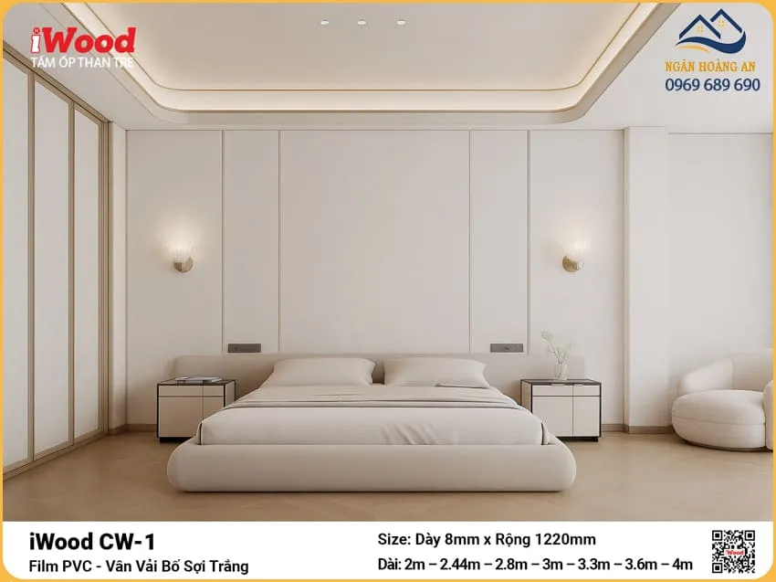 Tấm Ốp Than Tre Vân Vải Chống Xước Iwood CW-1