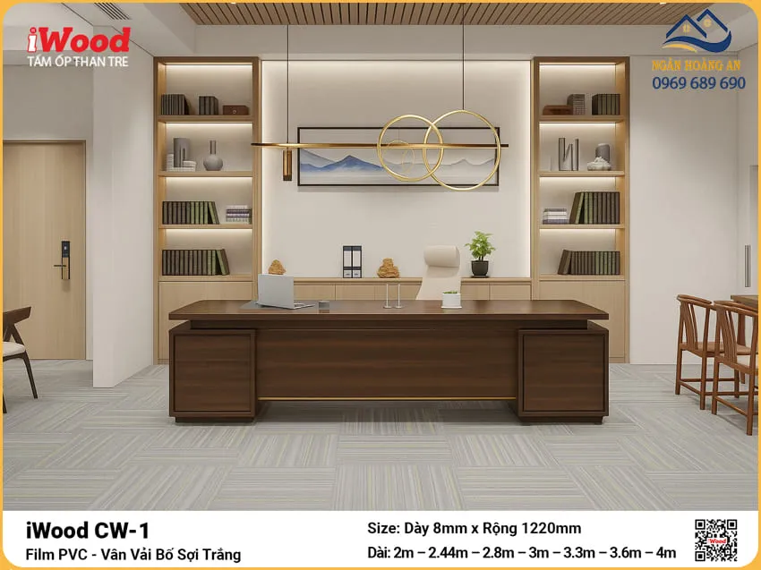 Tấm Ốp Than Tre Vân Vải Chống Xước Iwood CW-1