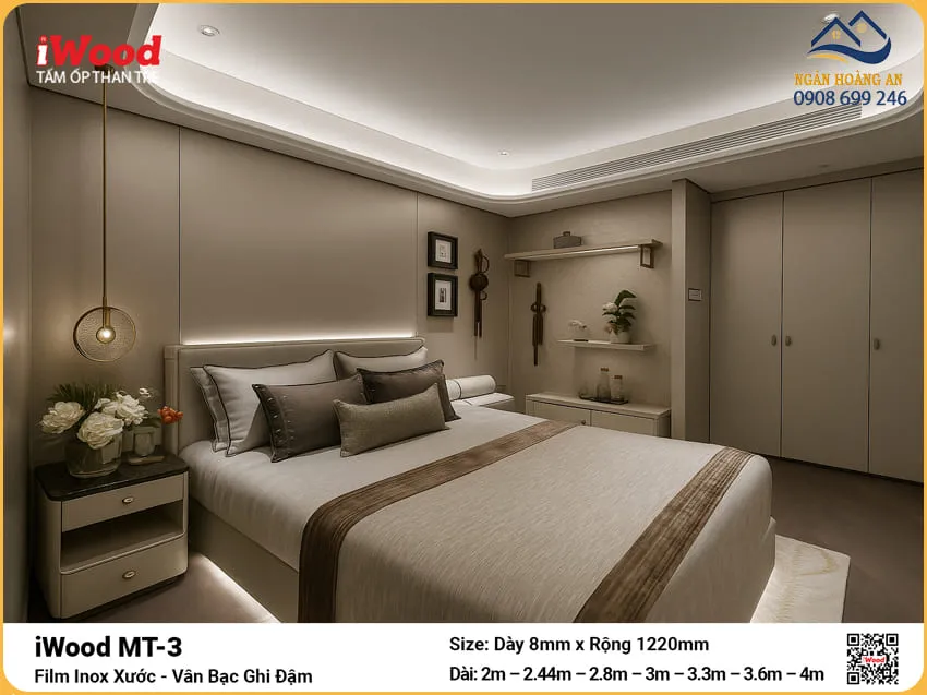 Ốp Tường Tấm Than Tre Đa Năng Vân Kim Loại iWood MT-3