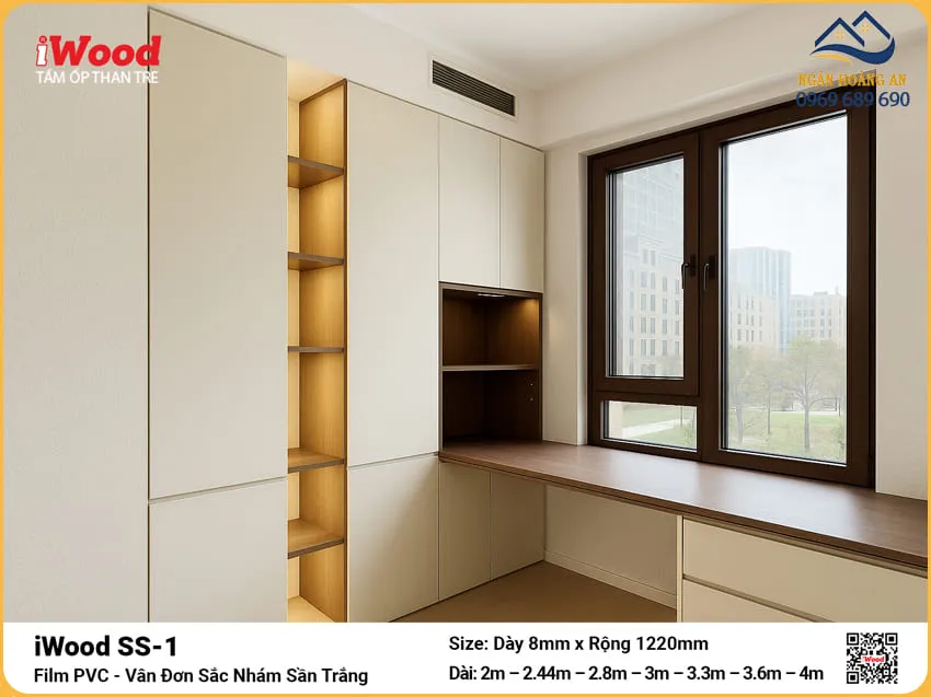 Tấm Ốp Đa Năng Sợi Than Tre Đơn Sắc Iwood SS-1