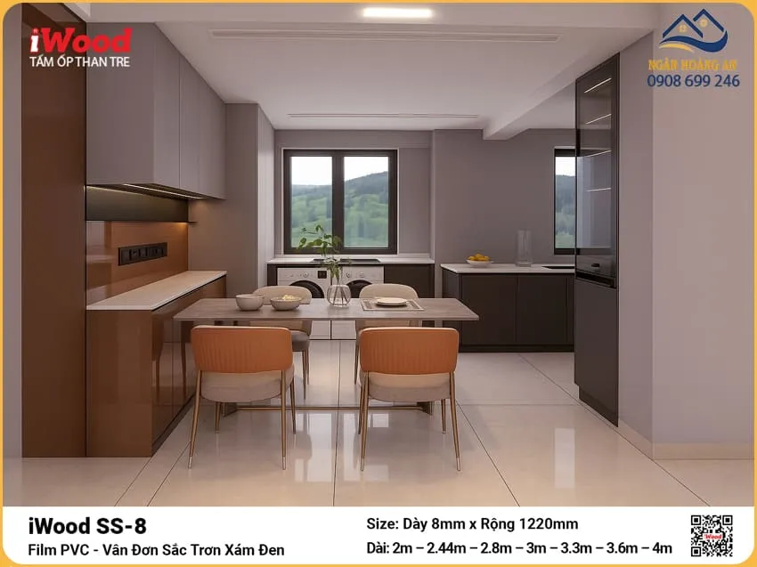 Tấm Ốp Đa Năng Sợi Than Tre Đơn Sắc Iwood SS-8