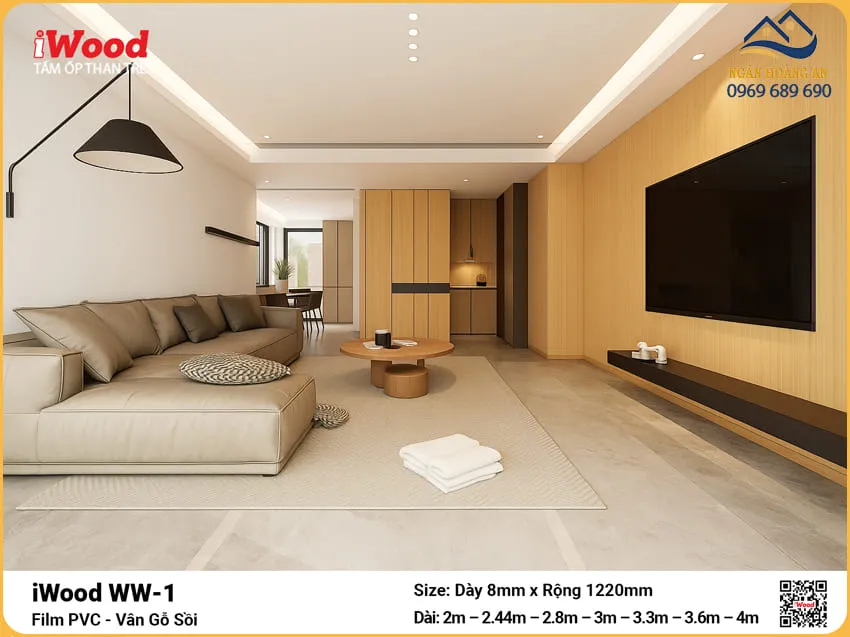 Tấm Ốp Đa Năng Sợi Than Tre Vân Gỗ Chống Xước Iwood WW-1